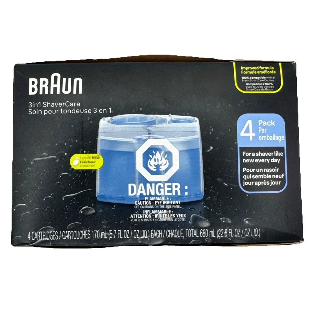 Braun 3 in 1 Shaver Care 4 Pack Cartridges New Sealed in Box